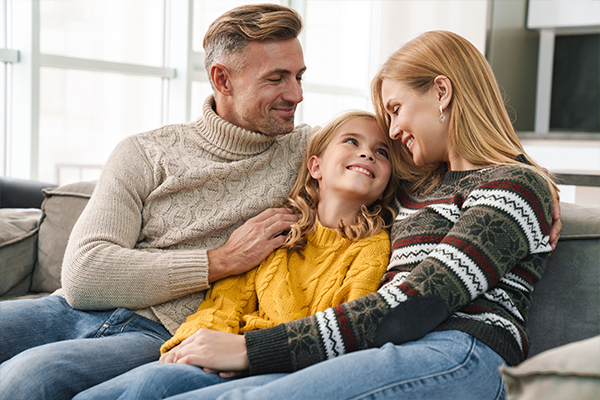 family in warm home